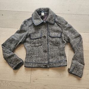 Philippe Adec Brown Tweed Bomber Jacket